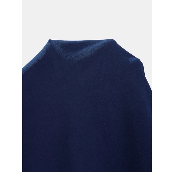 V-Neck Navy Blue Sleeveless Blouse Top - Picture 6 of 8